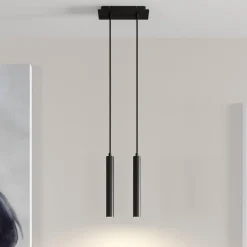 Arcchio Pendellamper>LED-pendellampe Franka, 2 lyskilder, sort, aluminium