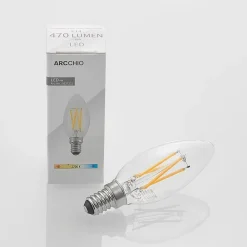 Arcchio LED-pære, glødetråd, stearinlys, E14, 4W, klar