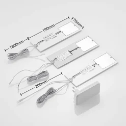 LED-underskabsbelysning Nortra, 3-pak, grå, aluminiumsfarvet^Arcchio Discount