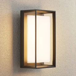 LED-væglampe Ismera, antracit/opal, IP65, glas^Arcchio Best