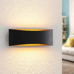 Arcchio Gang|Pendellamper>LED-væglampe Jelle, 27 cm, sort/guld, op/ned