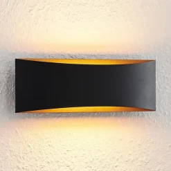 Arcchio Gang|Pendellamper>LED-væglampe Jelle, 27 cm, sort/guld, op/ned