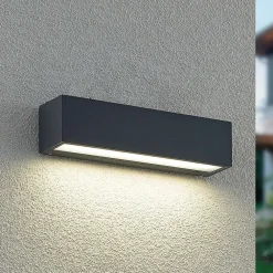 Arcchio LED-væglampe Lengo, 25 cm, 1 lyskilde, antracit, CCT