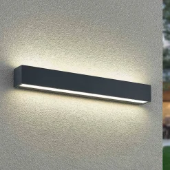 Arcchio LED-væglampe Lengo, 50 cm, 2 lyskilder, antracit, CCT