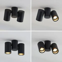 Arcchio loftlampe Gesina, 2-lys, sort, aluminium, 17,5 cm