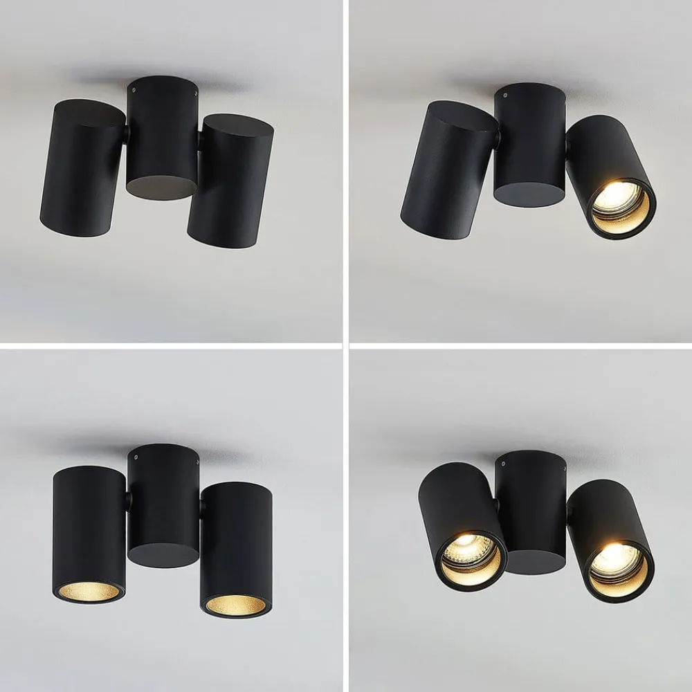 Arcchio loftlampe Gesina, 2-lys, sort, aluminium, 17,5 cm