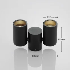 Arcchio loftlampe Gesina, 2-lys, sort, aluminium, 17,5 cm