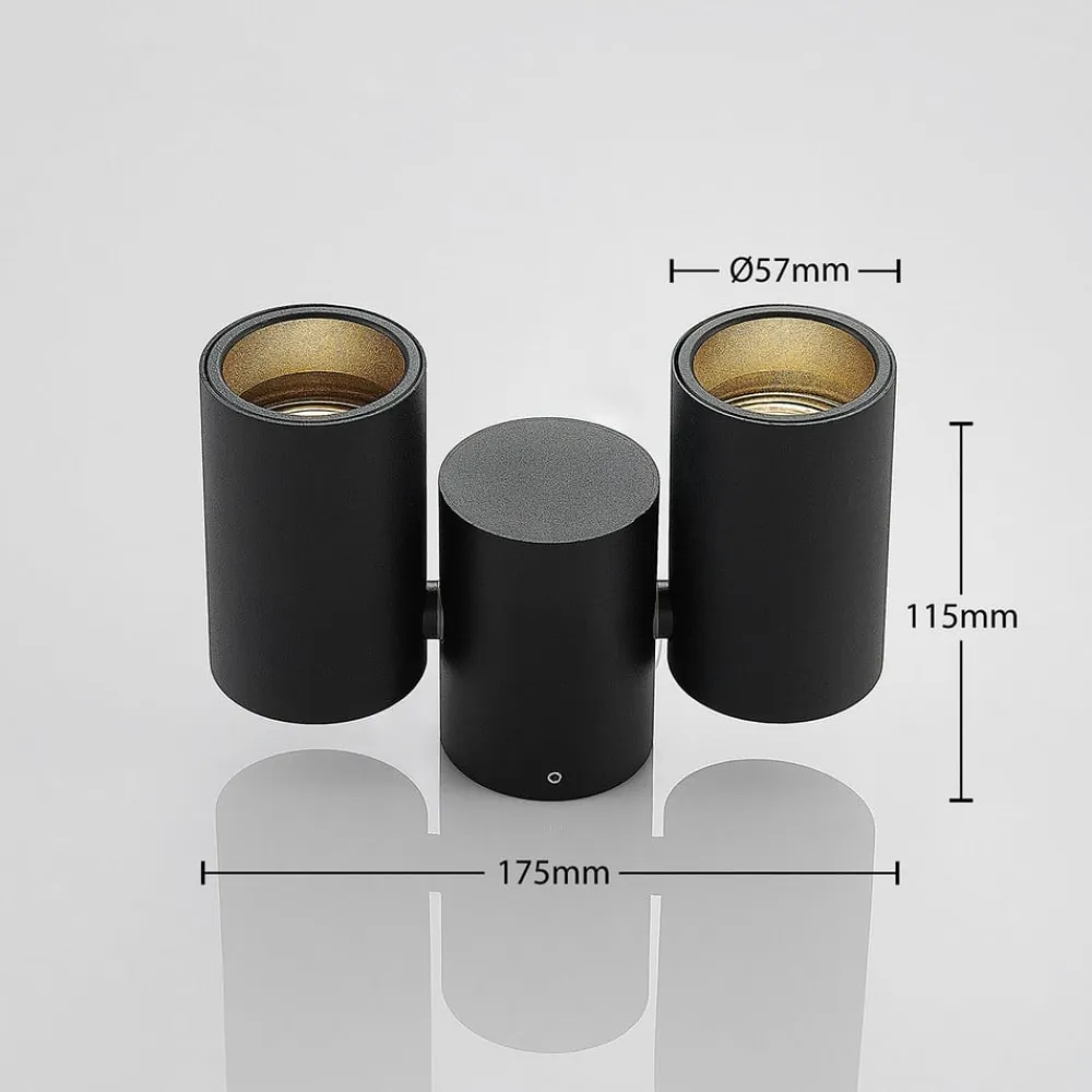 Arcchio loftlampe Gesina, 2-lys, sort, aluminium, 17,5 cm