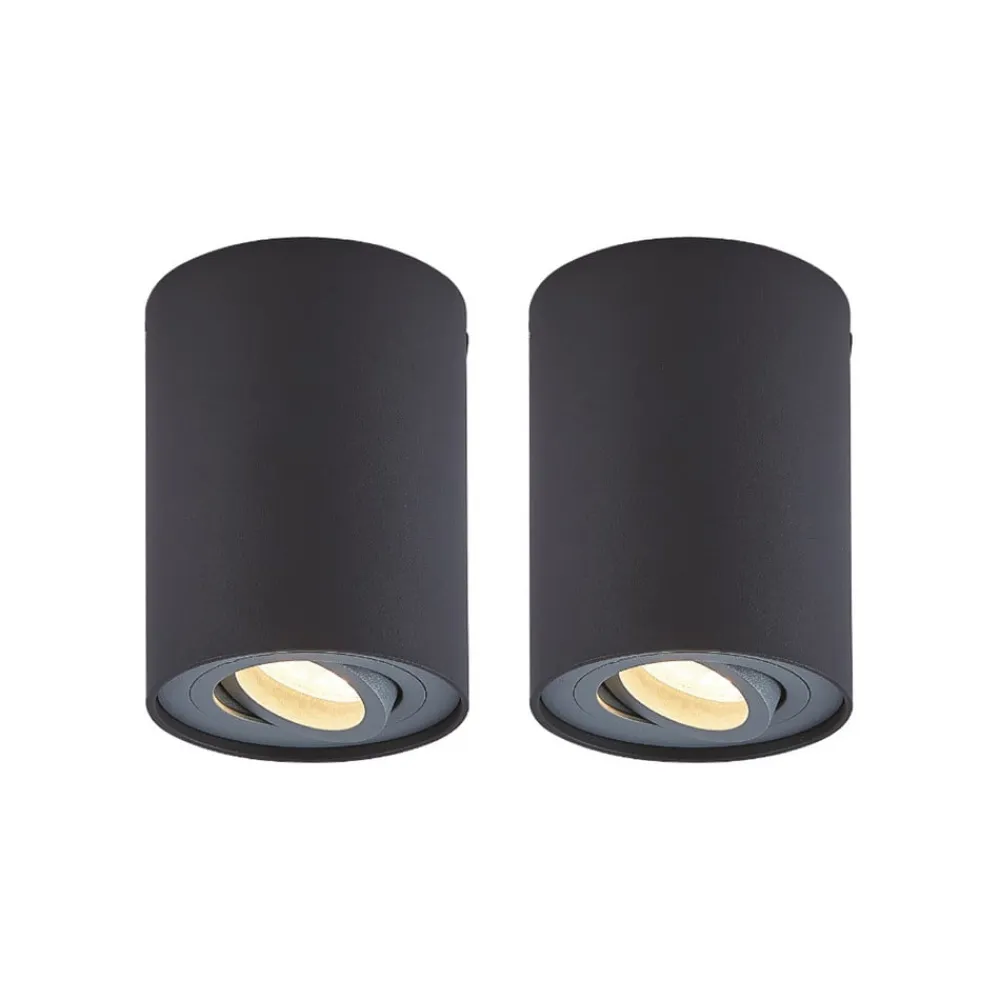 Arcchio Loftlamper|Loftlamper>loftspot Jolina, rund, antracit, sæt med 2, aluminium