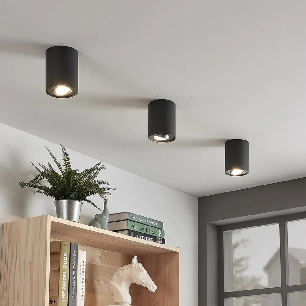 Arcchio Loftlamper|Loftlamper>loftspot Jolina, rund, antracit, sæt med 2, aluminium