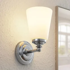 Mahdi væglampe til badeværelset, krom, glas, 11 cm, IP44^Arcchio Discount