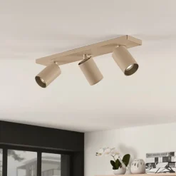 Arcchio spotlight Brinja, brun, kantet, Ø 6 cm, 3 lyskilder, GU10