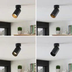 Arcchio spotlight Brinja, sort, rund, 13 cm høj, Ø 6 cm