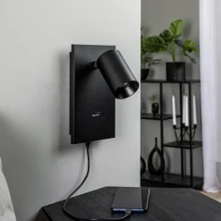 spotlight Brinja, sort, metal, USB-C, afbryder^Arcchio