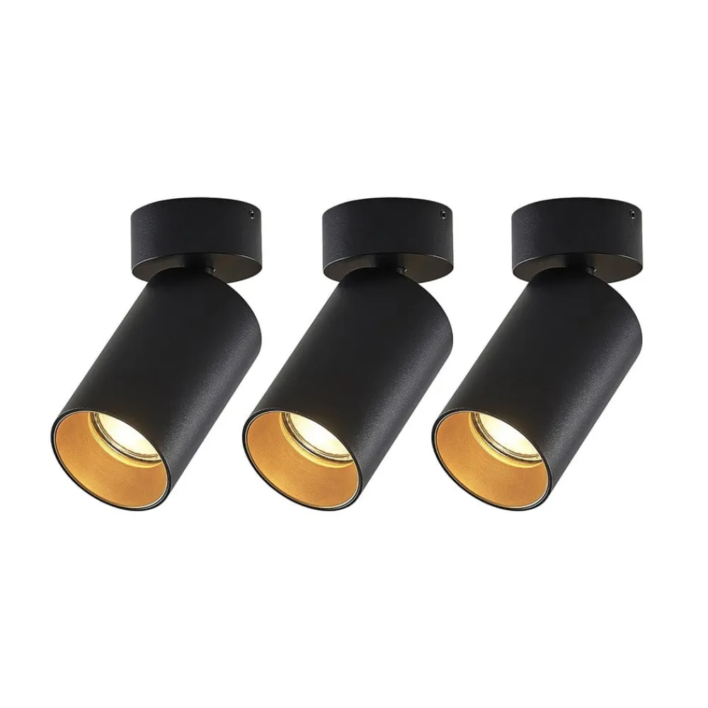 Arcchio spotlight Brinja, sæt med 3, sort, rund, Ø 6cm, GU10