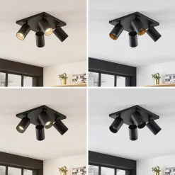 spotlight Brinja, sort, kantet, Ø 6 cm, 4 lyskilder, GU10^Arcchio Clearance