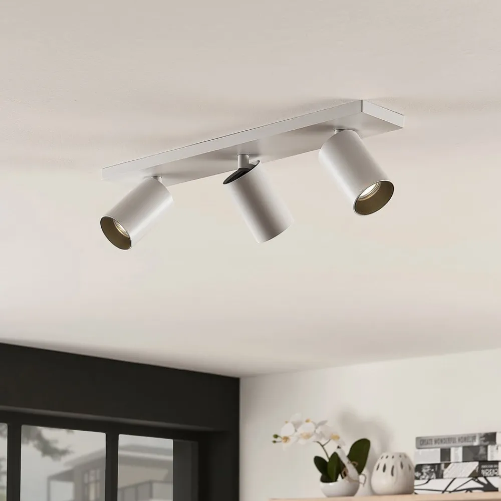 Arcchio spotlight Brinja, hvid, kantet, Ø 6 cm, 3 lyskilder, GU10