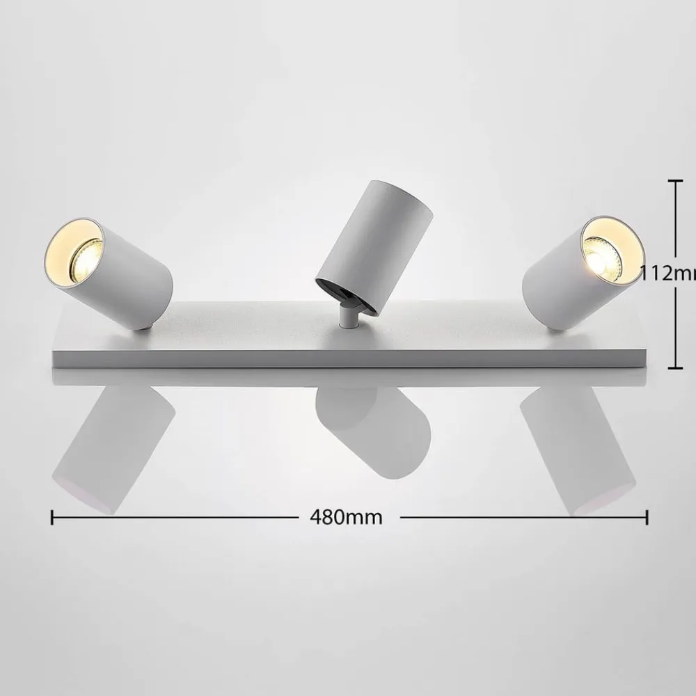 Arcchio spotlight Brinja, hvid, kantet, Ø 6 cm, 3 lyskilder, GU10