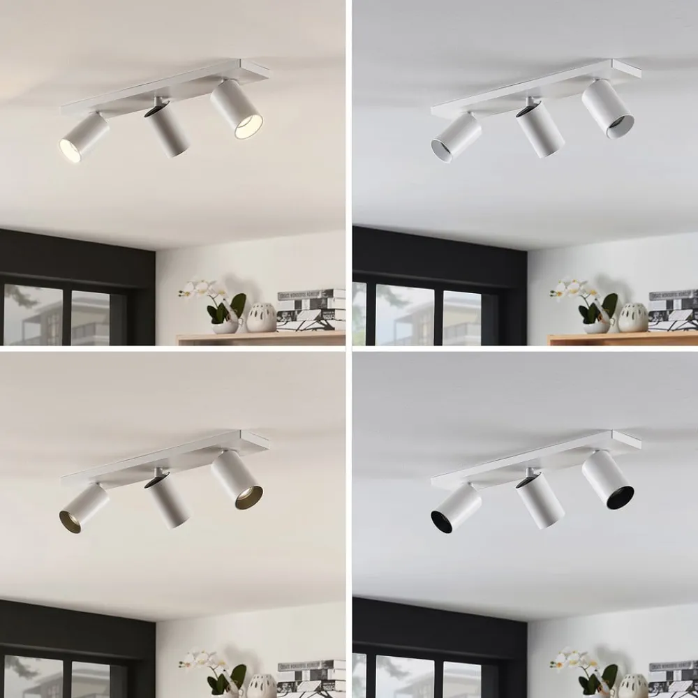 Arcchio spotlight Brinja, hvid, kantet, Ø 6 cm, 3 lyskilder, GU10