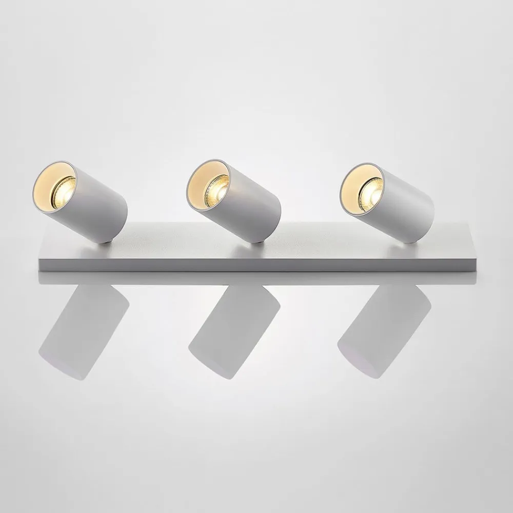 Arcchio spotlight Brinja, hvid, kantet, Ø 6 cm, 3 lyskilder, GU10