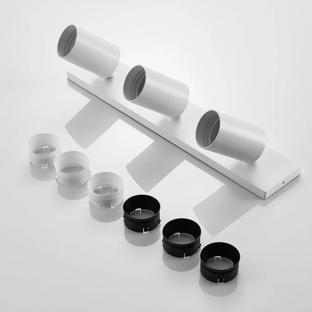 Arcchio spotlight Brinja, hvid, kantet, Ø 6 cm, 3 lyskilder, GU10