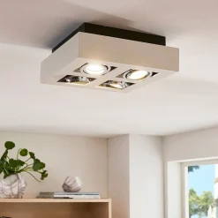 Arcchio spotlight Vince, 25 x 25 cm, 4 lyskilder, hvid/krom, GU10