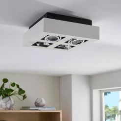 Arcchio spotlight Vince, 25 x 25 cm, 4 lyskilder, hvid/krom, GU10