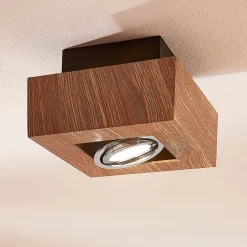 spotlight Vince, 14 x 14 cm, træfarvet, metal, GU10^Arcchio Outlet