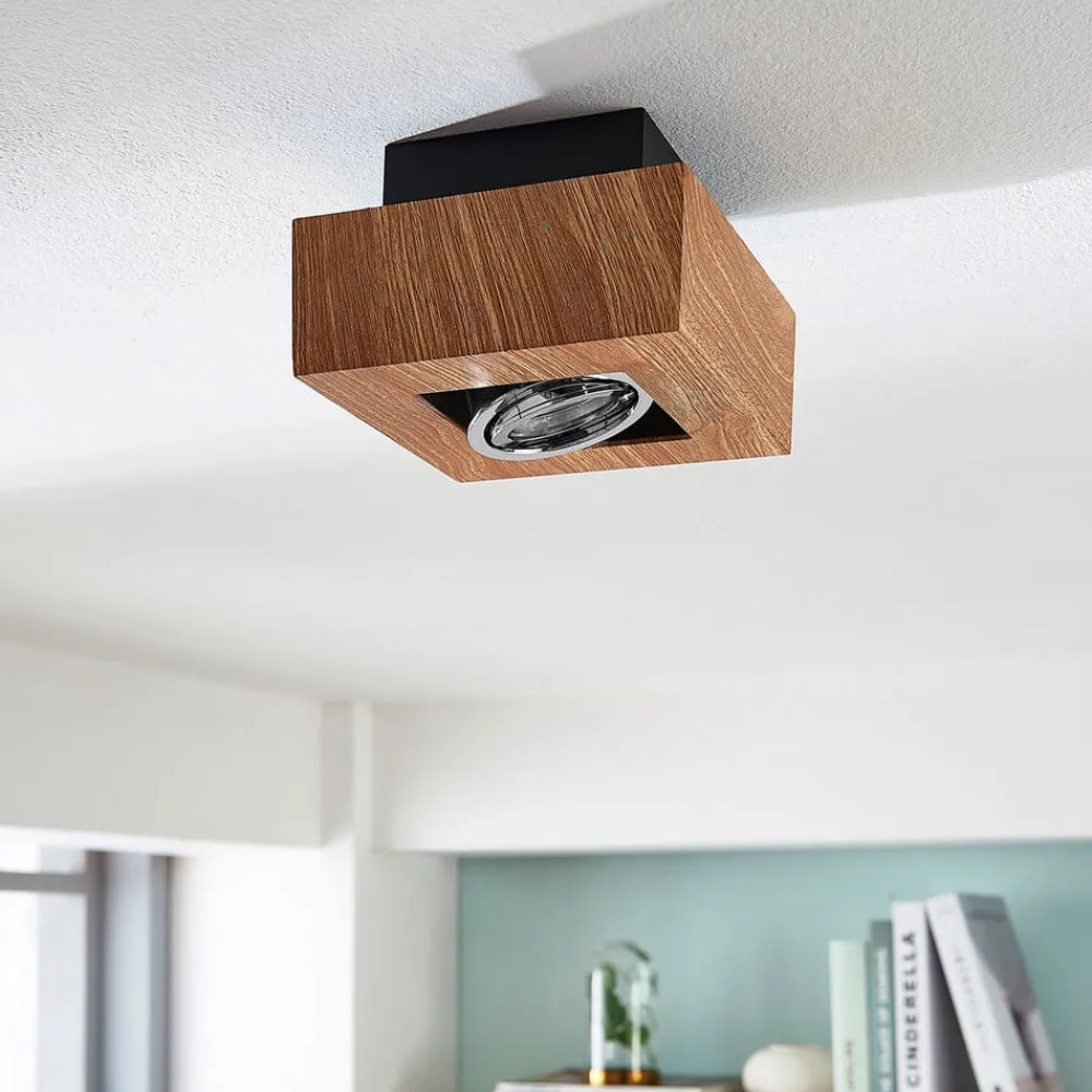 spotlight Vince, 14 x 14 cm, træfarvet, metal, GU10^Arcchio Outlet