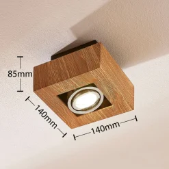 spotlight Vince, 14 x 14 cm, træfarvet, metal, GU10^Arcchio Outlet