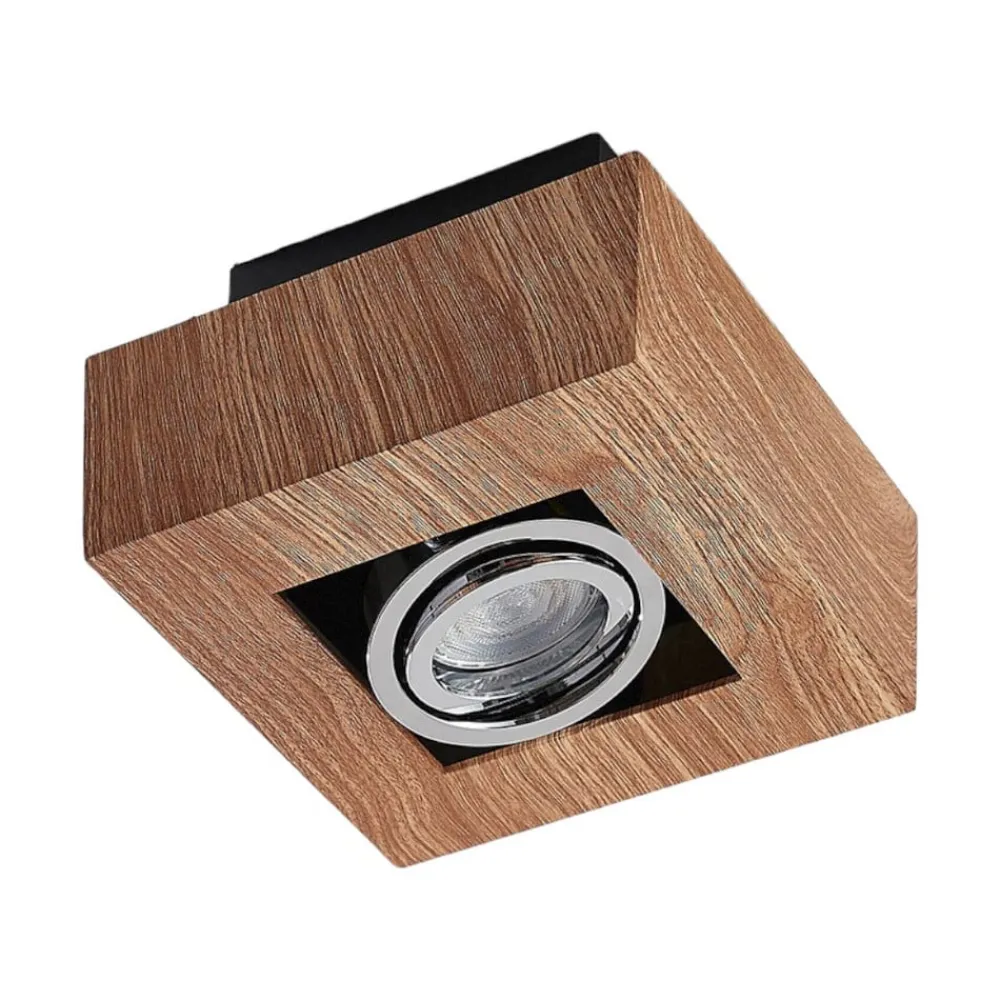 spotlight Vince, 14 x 14 cm, træfarvet, metal, GU10^Arcchio Outlet