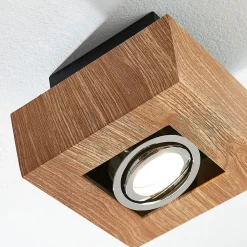 spotlight Vince, 14 x 14 cm, træfarvet, metal, GU10^Arcchio Outlet