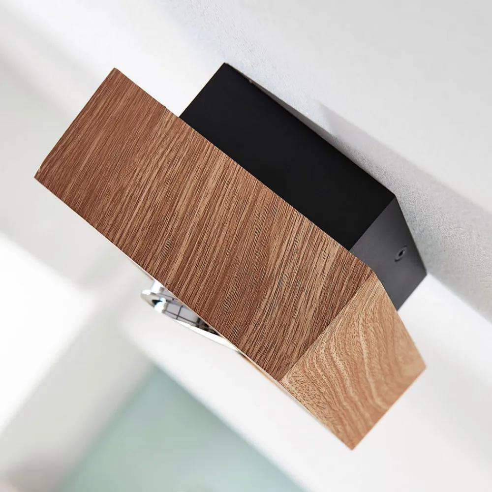 spotlight Vince, 14 x 14 cm, træfarvet, metal, GU10^Arcchio Outlet