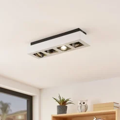 Arcchio spotlight Vince, 47 cm, 4 lyskilder, hvid/sort, GU10