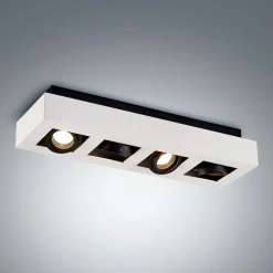 Arcchio spotlight Vince, 47 cm, 4 lyskilder, hvid/sort, GU10