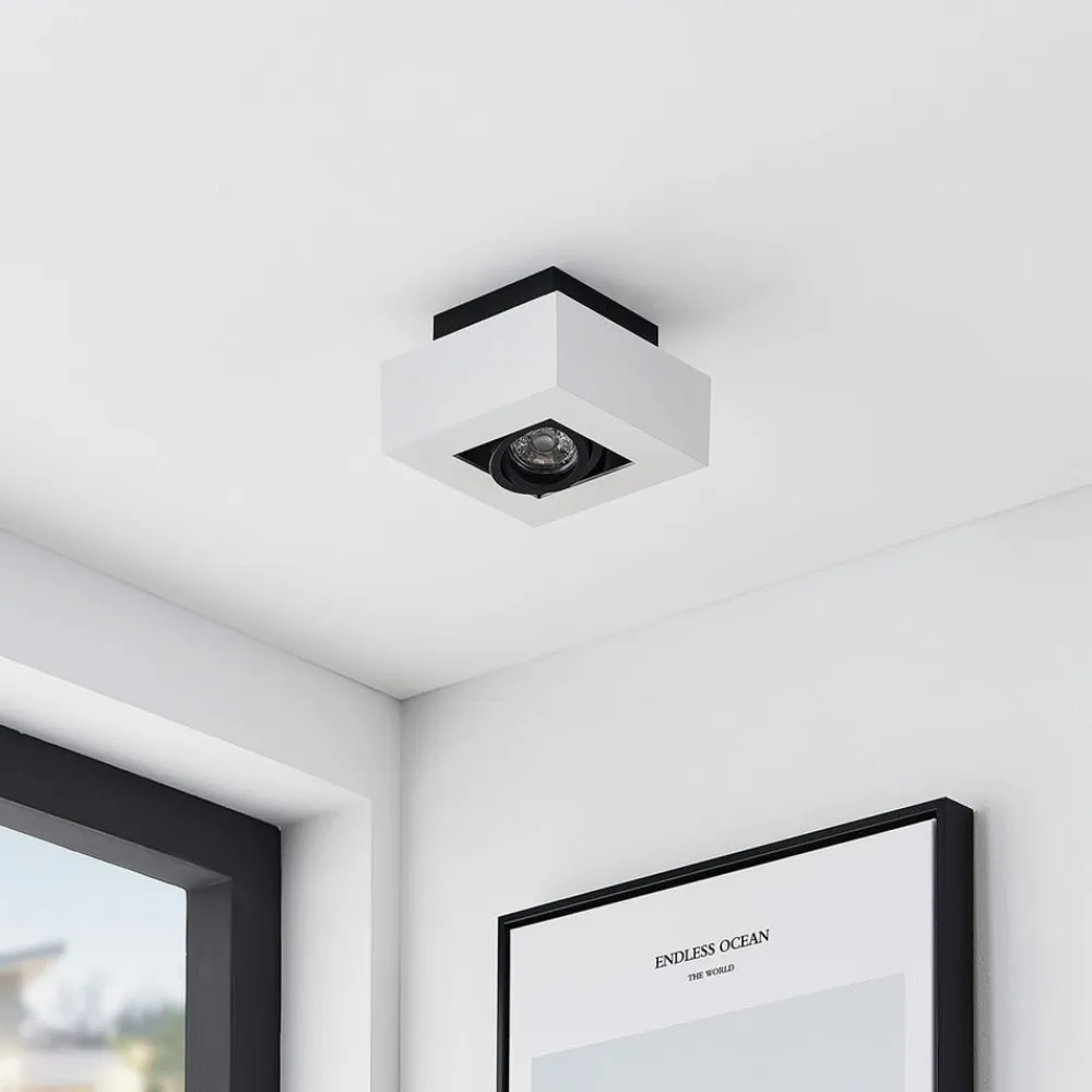 Arcchio spotlight Vince, 14 x 14 cm, hvid/sort, GU10