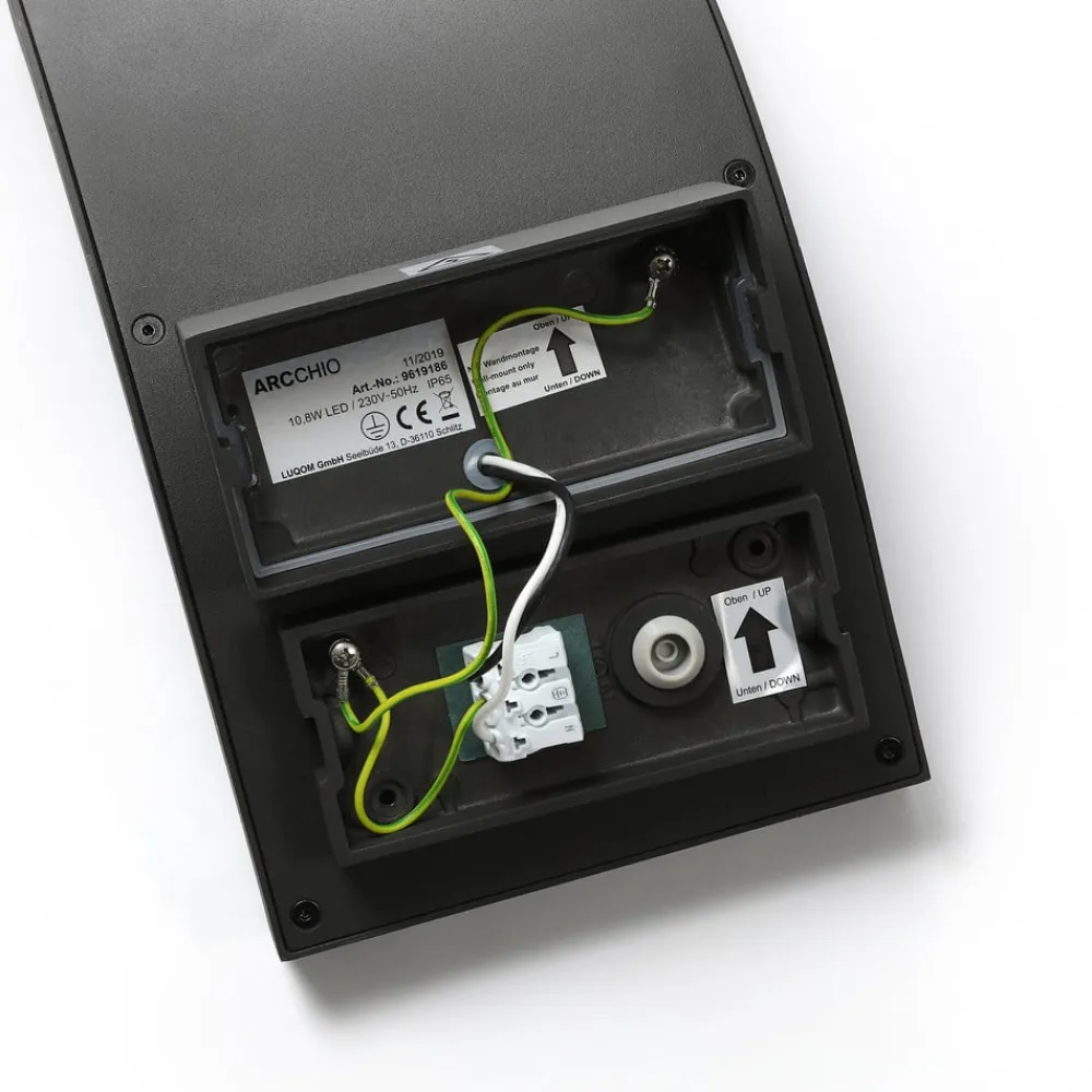 Arcchio udendørs LED-væglampe Advik, IP65, antracit, metal