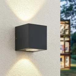 Arcchio Væglamper>udendørs LED-væglampe Tassnim, 12 cm, antracit, IP65