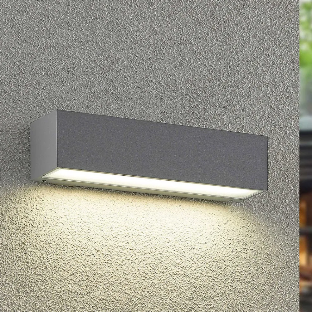 Arcchio Terrassebelysning>udendørs LED-væglampe Lengo, 25 cm, 1 lyskilde, grå, CCT