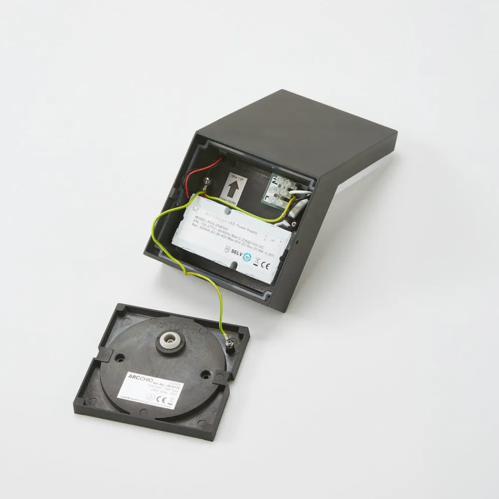 Arcchio udendørs LED-væglampe Yolena, antracit, aluminium, 21 cm