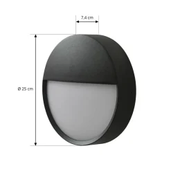 Arcchio udendørs LED-væglampe Gravo, Ø 25 cm, sort, IP65