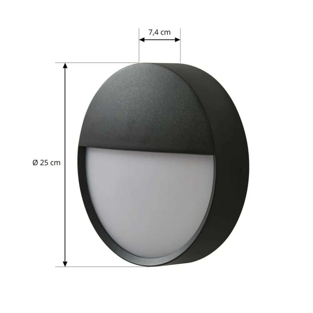 Arcchio udendørs LED-væglampe Gravo, Ø 25 cm, sort, IP65
