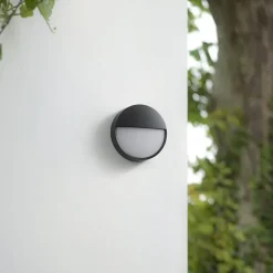 Arcchio udendørs LED-væglampe Gravo, Ø 25 cm, sort, IP65