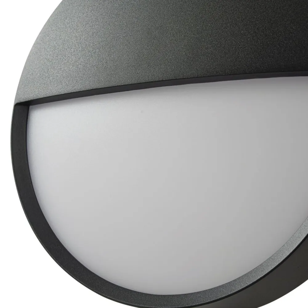 Arcchio udendørs LED-væglampe Gravo, Ø 25 cm, sort, IP65