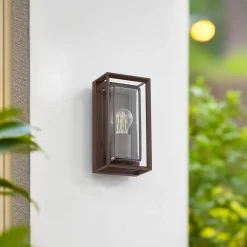 udendørs væglampe Ismera, rustfarvet, IP65, glas, E27^Arcchio