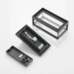 Arcchio udendørs væglampe Ismera, antracit/klar, IP65, glas