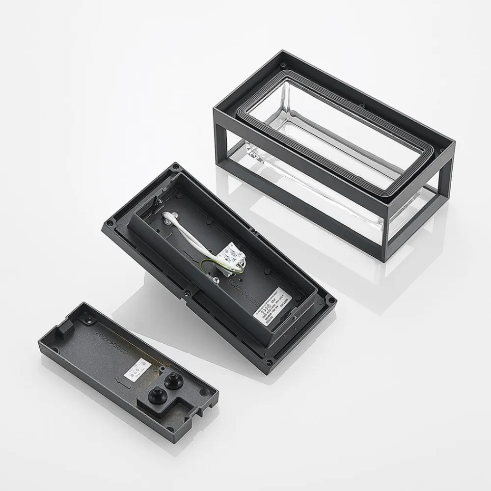 Arcchio udendørs væglampe Ismera, antracit/klar, IP65, glas