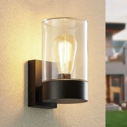 Arcchio Terrassebelysning|Væglamper>udendørs væglampe Liljana, sort, 21 cm, IP65, glas