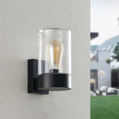 Arcchio Terrassebelysning|Væglamper>udendørs væglampe Liljana, sort, 21 cm, IP65, glas