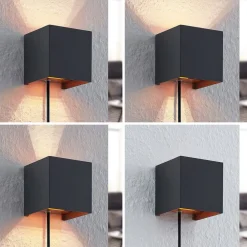 Arcchio Væglamper|Væglamper>væglampe Zuzana, kantet, sort, stik, 10 cm